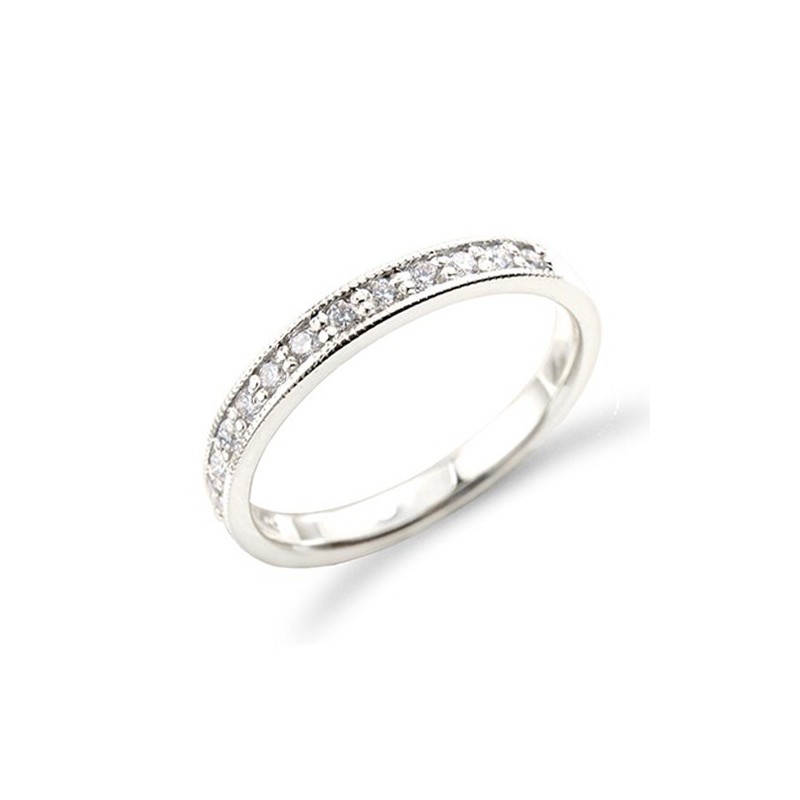 18ct White Gold Milligrain Set Ladies Diamond Wedding Ring - Macintyres of Edinburgh