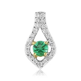 18ct Gold Emerald & Diamond Pendant - E 0.19 D 0.15