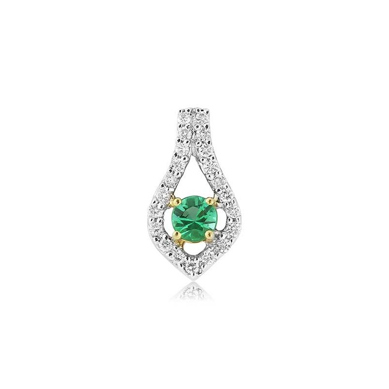 18ct Gold Emerald & Diamond Pendant - E 0.19 D 0.15