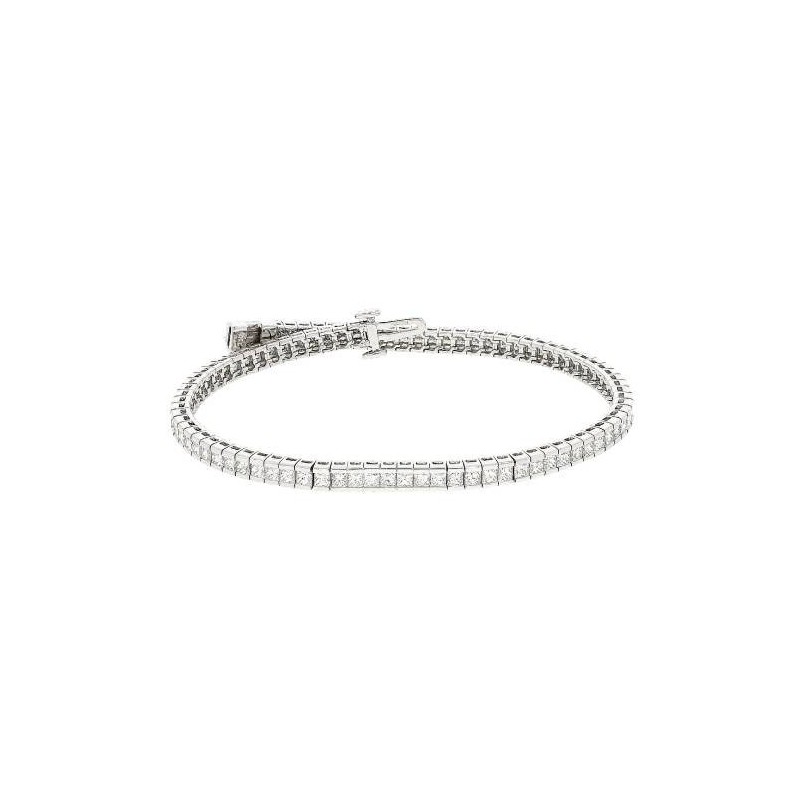 18ct White Gold Princess Cut Diamond Line Bracelet - 5.52cts