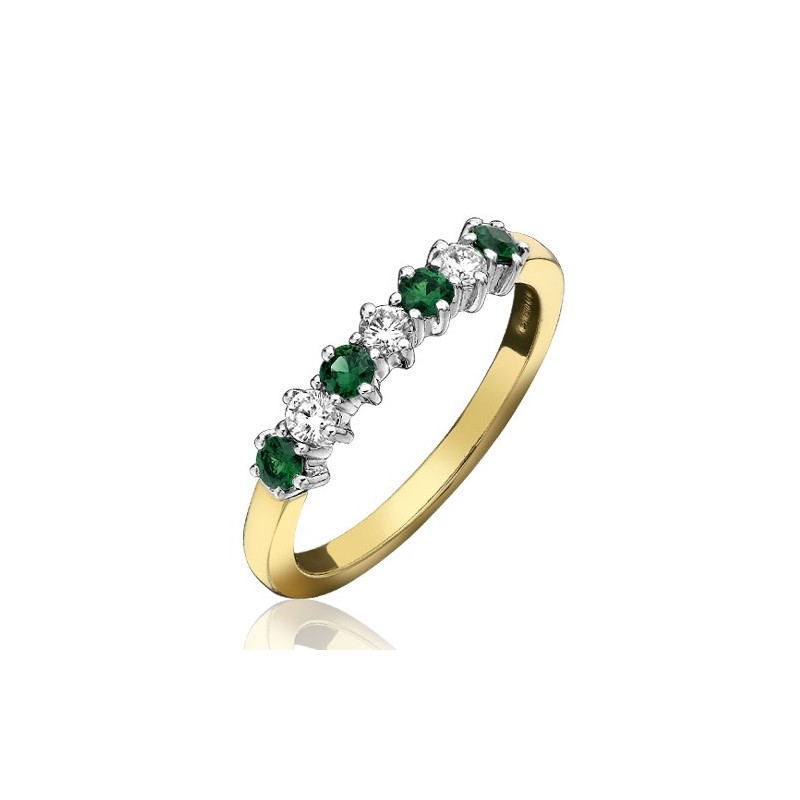 18ct Gold Diamond & Emerald Eternity Ring - E:0.22 D:0.15