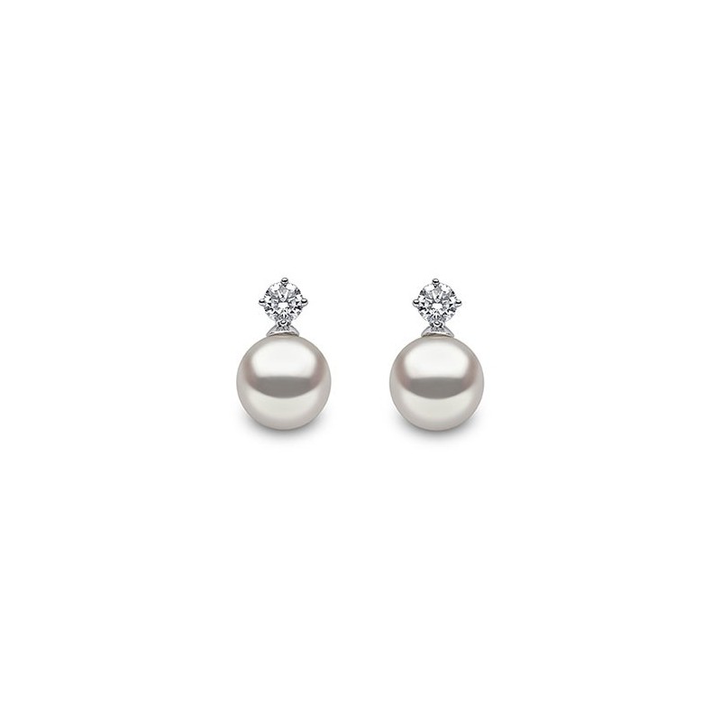 Diamond & 8mm Cultured Pear Earrings - Macintyres of Edinburgh