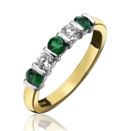 18ct Gold Emerald & Diamond Eternity Ring - E 0.55ct D 0.39ct