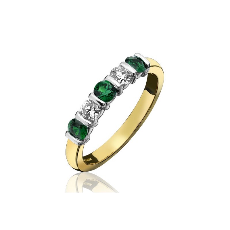 18ct Gold Emerald & Diamond Eternity Ring - E 0.55ct D 0.39ct