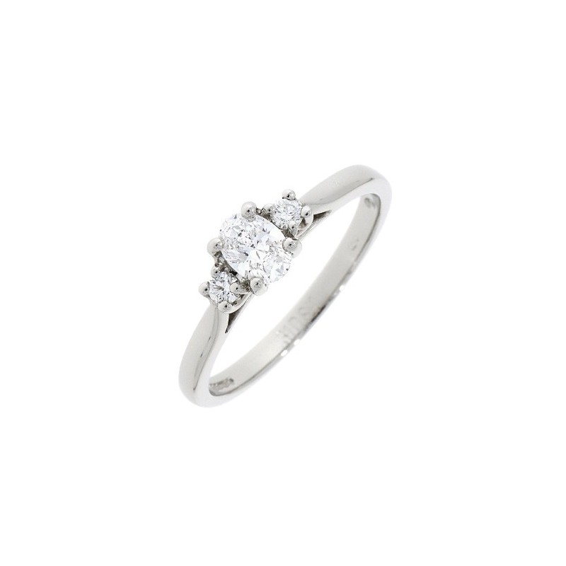 Platinum 3 Stone Oval & Round Diamond Ring - 0.32ct + 0.08 D/SI1