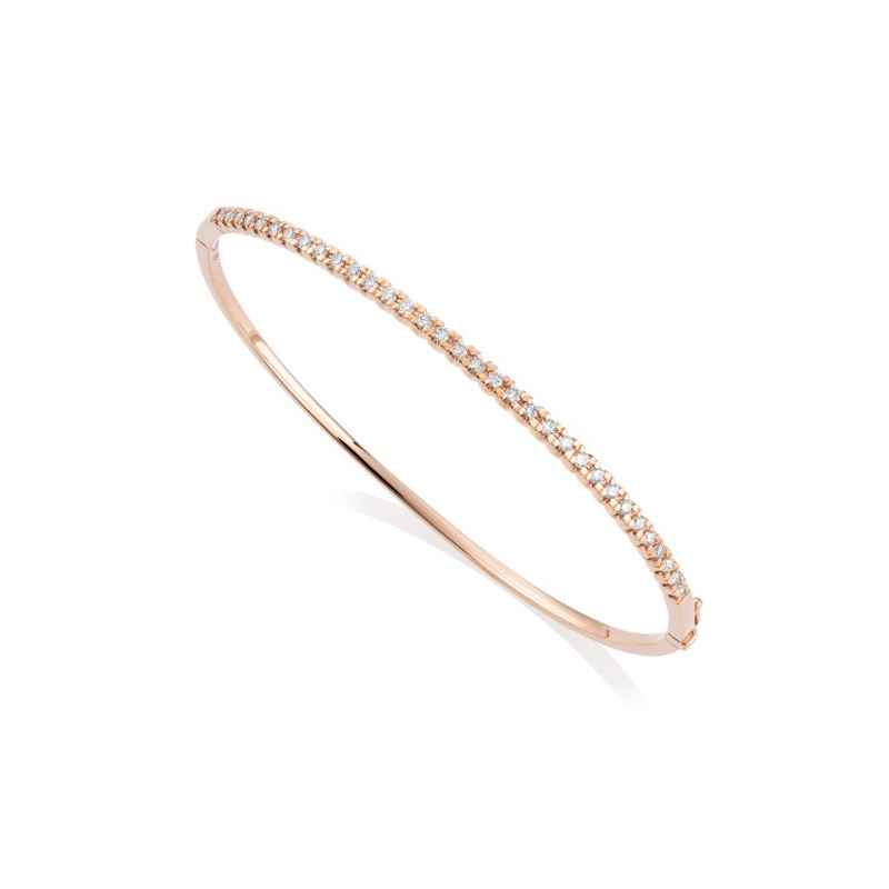 18ct Rose Gold Diamond Bangle - 0.48cts