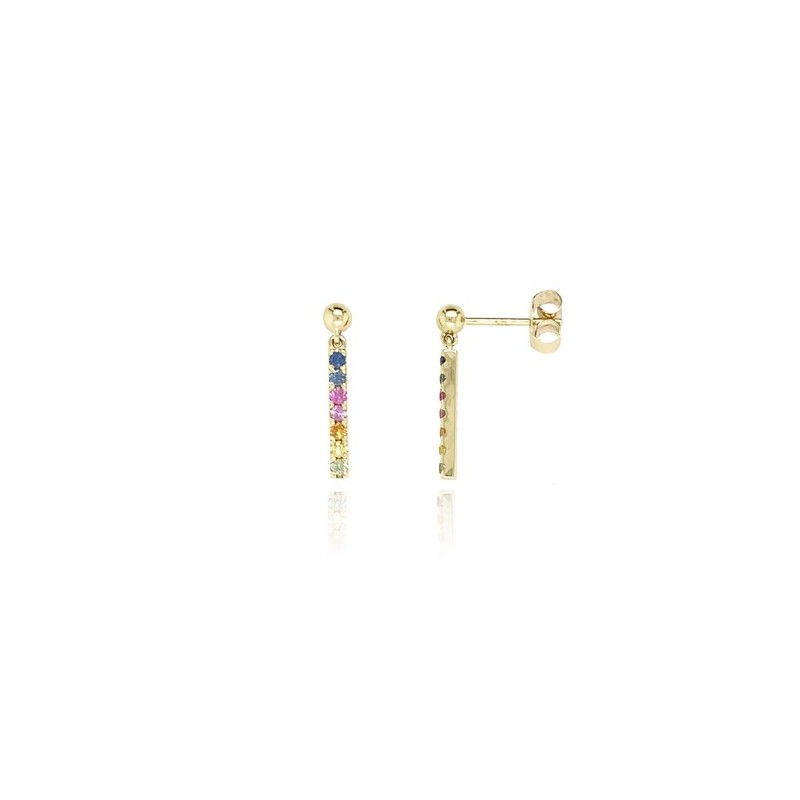 9ct Gold Rainbow Sapphire Drop Earrings - [Save £100 off High Street Price] 