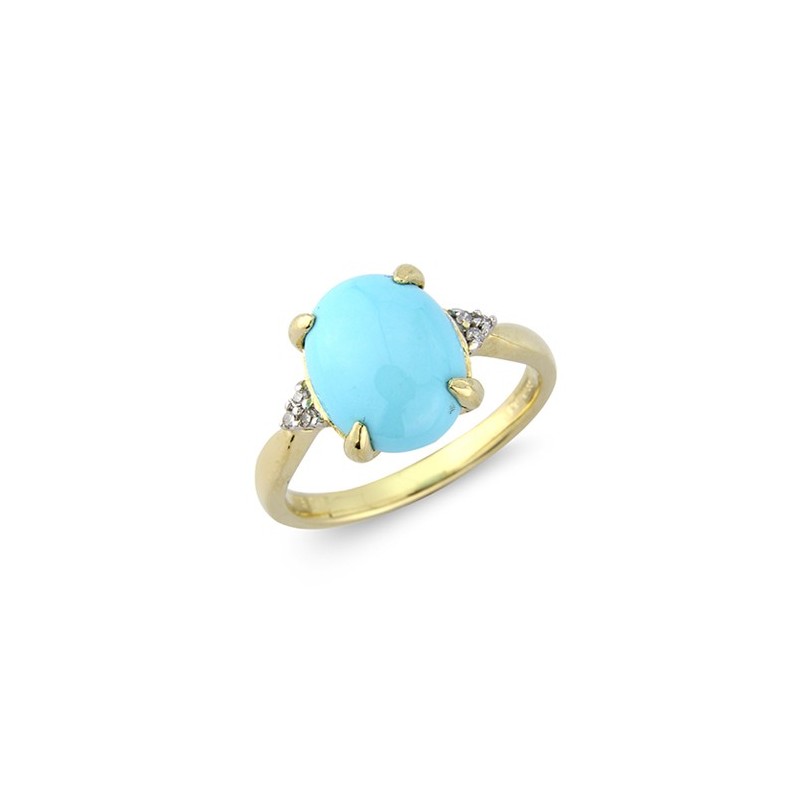 9ct Gold Turquoise & Diamond Ring