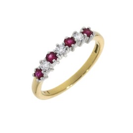 18ct Gold Ruby & Diamond Eternity Ring - R 0.26  D 0.15