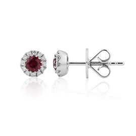 18ct White Gold Ruby & Diamond Earrings - R 0.31 D 0.11