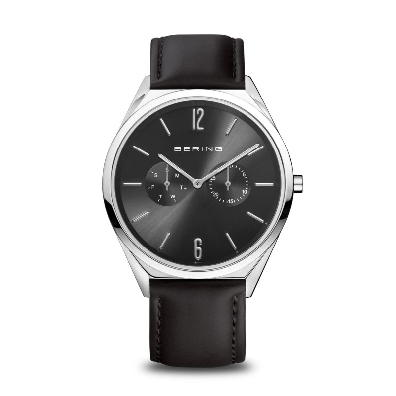 Bering Gents Ultra Slim Day-Date  Black Strap Watch - 17140-402