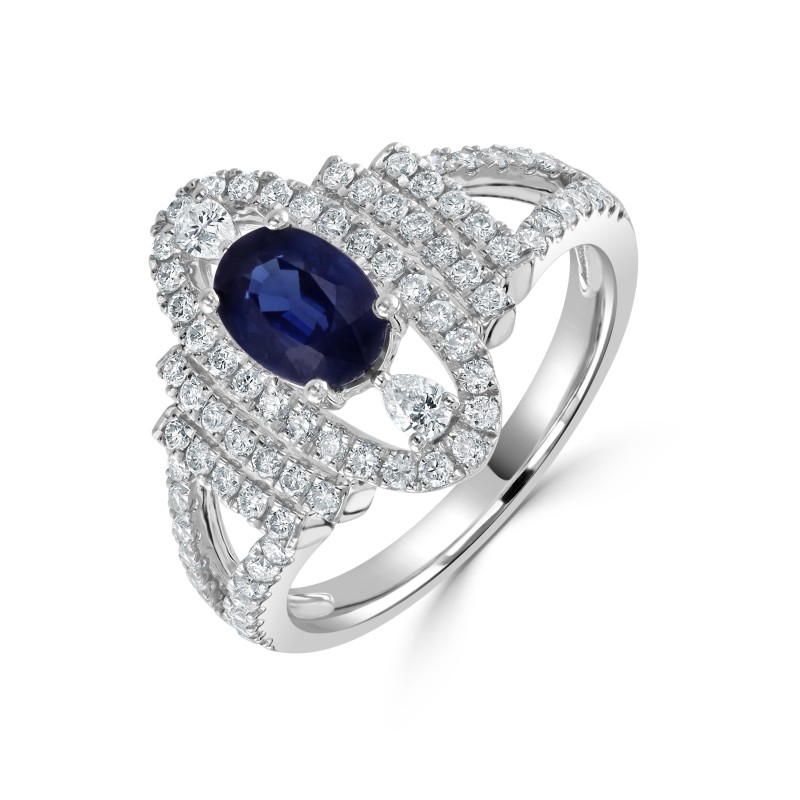 Contemporary Sapphire & Diamond Dress Ring | Macintyres of Edinburgh