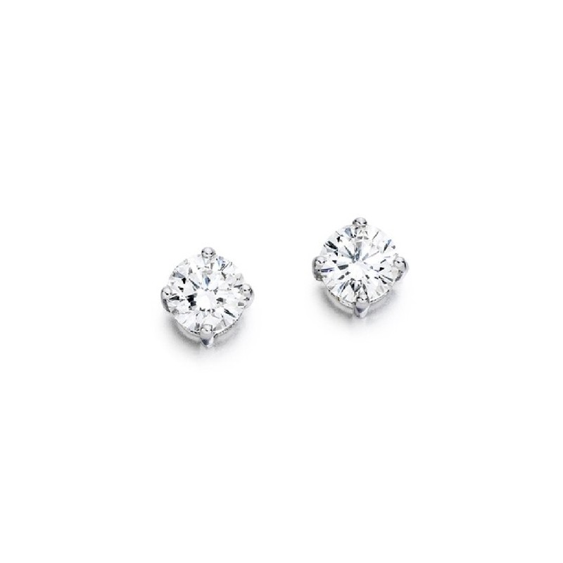 Pair 18ct White Gold Diamond Solitaire Earrings - 2.00cts - H/S1