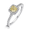 Platinum Fancy Yellow Diamond Halo Engagement Ring