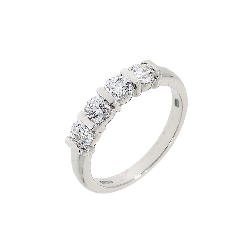 Platinum 4st Bar Set Diamond Ring D:1.05cts