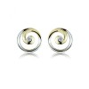 9ct Yellow & White Gold Diamond Set Swirl Earrings - D:0.03cts