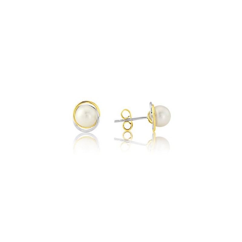 9ct Yellow & White Gold Pearl Stud Earrings - Macintyres of Edinburgh