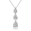 9ct White Gold 3st Graduated Pear Shaped CZ Necklace