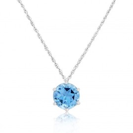 Round Blue Topaz Necklace White Gold - Macintyres of Edinburgh