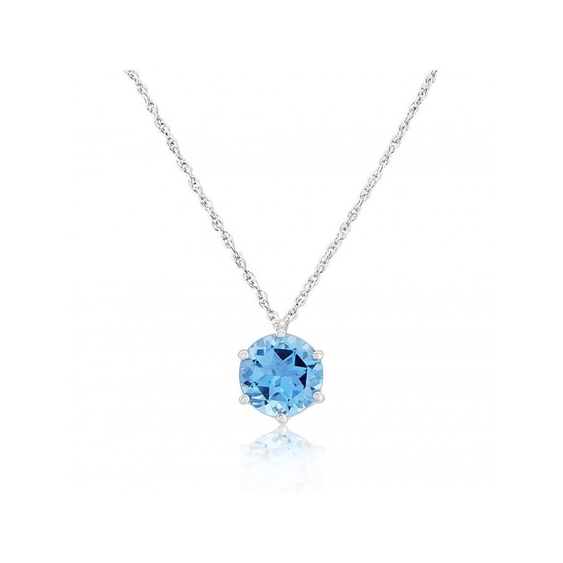 Round Blue Topaz Necklace White Gold - Macintyres of Edinburgh