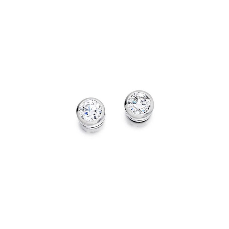 18ct White Gold Bezel Set Half Carat Diamond Stud Earrings