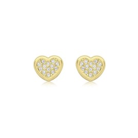 Yellow Gold Cubic Zirconia Heart Stud Earrings - Macintyres of Edinburgh