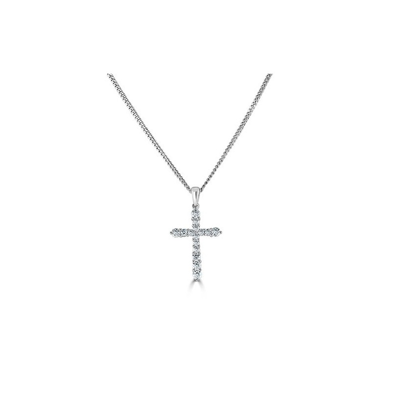 18ct White Gold Diamond Cross - Macintyres of Edinburgh