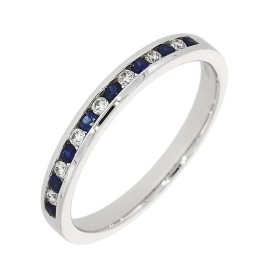 Diamond & Sapphire Eternity Ring White Gold - Save 38% off RRP