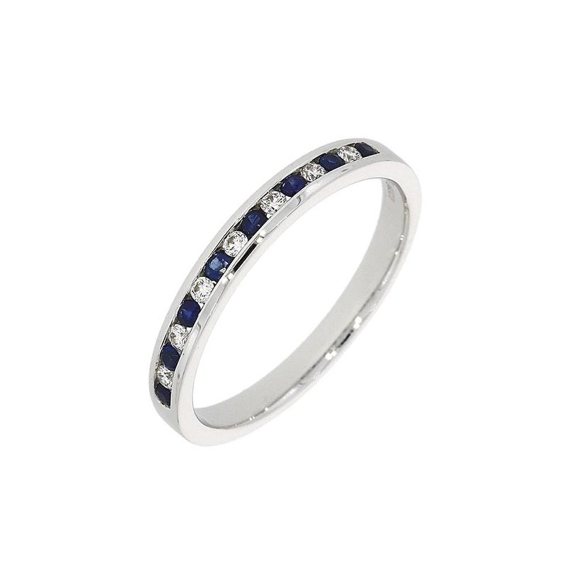 Diamond & Sapphire Eternity Ring White Gold - Save 38% off RRP