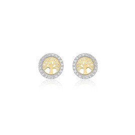 9ct Two Colour Gold Tree Of Life Stud Earrings