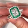 Emerald & Diamond Cluster Ring 18ct White Gold - Macintyres of Edinburgh