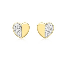 9ct Yellow Gold Cubic Zirconia Heart Earrings - Macintyres of Edinburgh