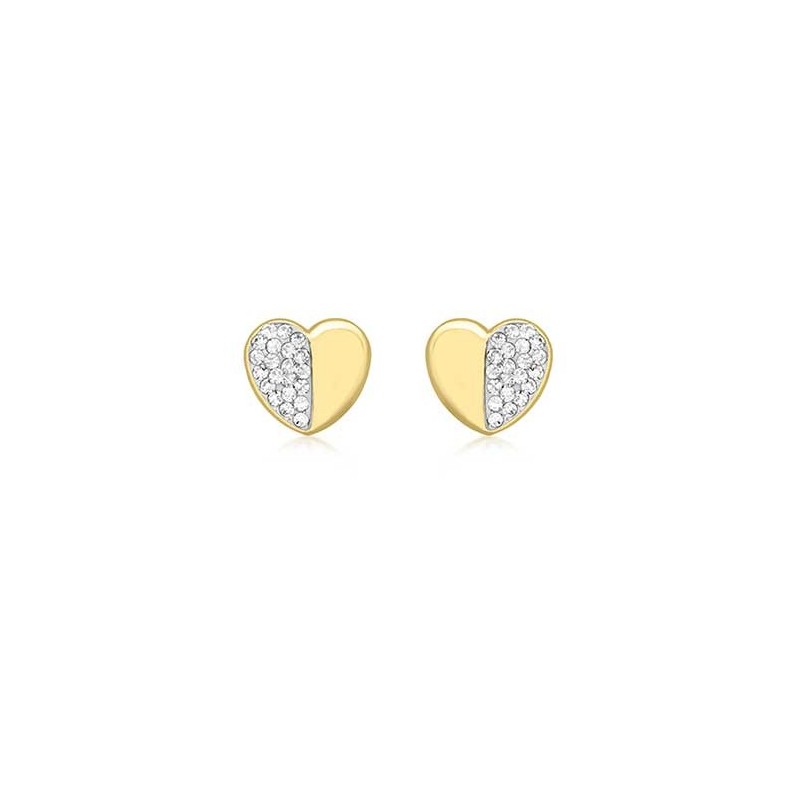 9ct Yellow Gold Cubic Zirconia Heart Earrings - Macintyres of Edinburgh