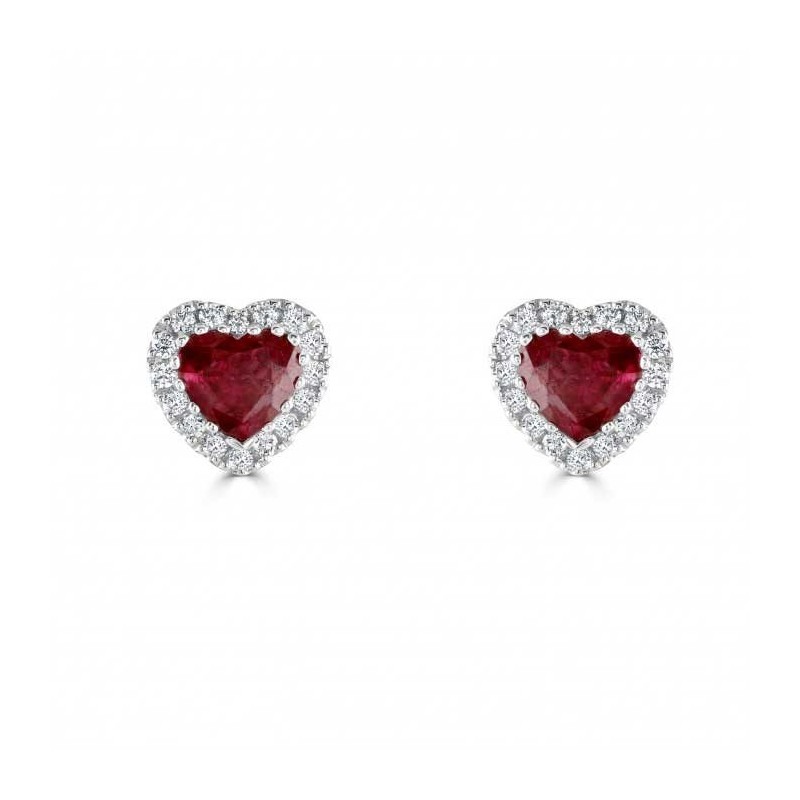 Diamond & Ruby Heart Earrings | Macintyres of Edinburgh