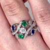 Unique Sparkling Cluster Emerald & Sapphire Ring | Macintyres of Edinburgh