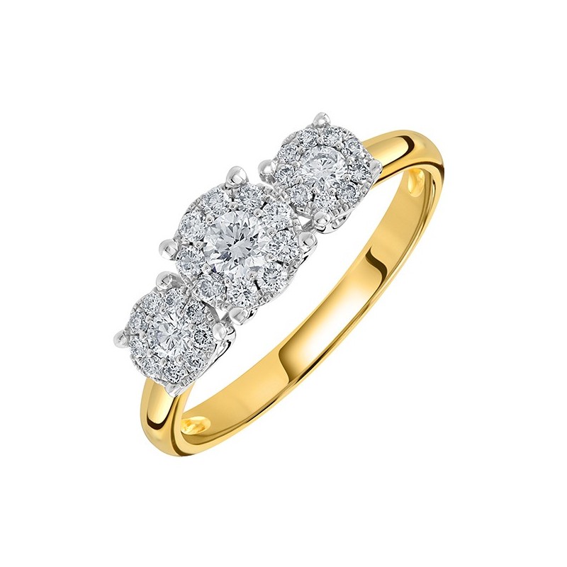 18ct Gold 3 Stone Style Diamond Engagement Ring - 0.46cts