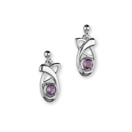 Ortak Silver Retreat & Amethyst Knot Drop Earrings CE416 [Save 27% off RRP]