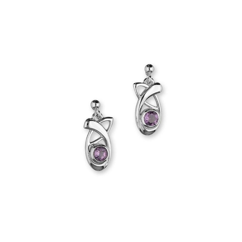 Ortak Silver Retreat & Amethyst Knot Drop Earrings CE416 [Save 27% off RRP]