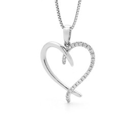 9ct White Gold Diamond Heart Pendant - Save 40% off High Street Price