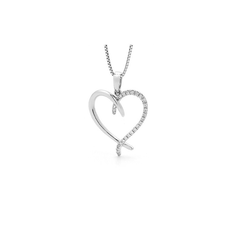 9ct White Gold Diamond Heart Pendant - Save 40% off High Street Price