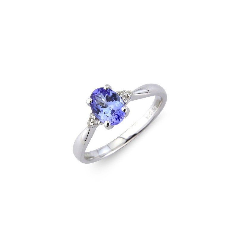 9ct White Gold Tanzanite & Diamond Ring