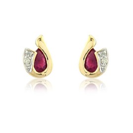 Gold Ruby & Diamond Earrings - Save £160 off High Street Price]