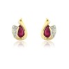 Gold Ruby & Diamond Earrings - Save £160 off High Street Price]