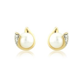 Cultured Pearl & Diamond Stud Earrings - Save £100 off High Street Price