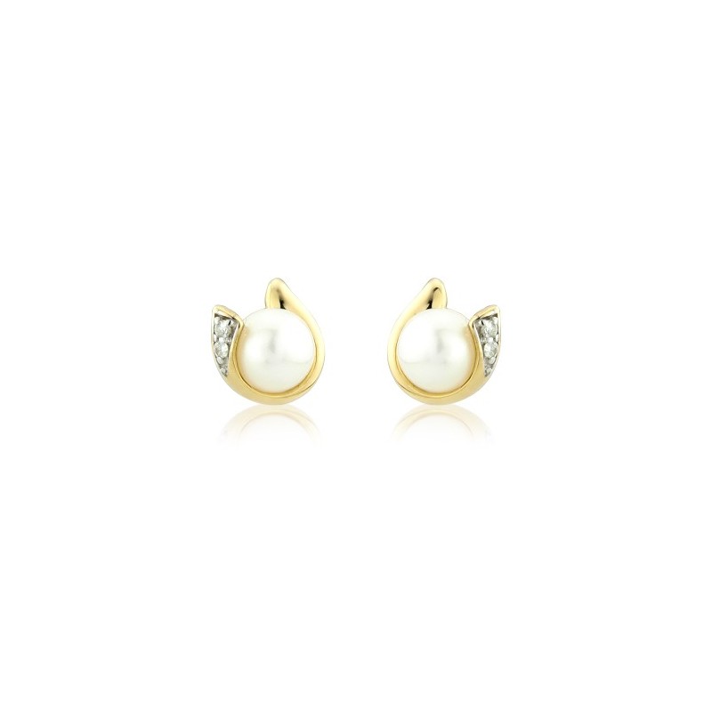 Cultured Pearl & Diamond Stud Earrings - Save £100 off High Street Price