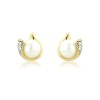 Cultured Pearl & Diamond Stud Earrings - Save £100 off High Street Price