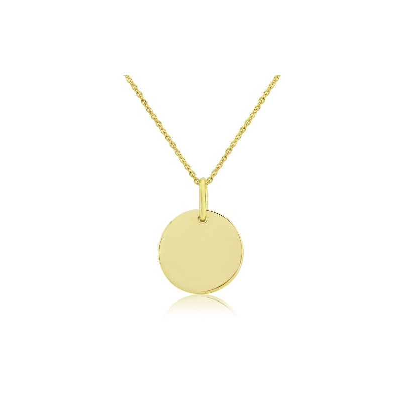 9ct Gold Plain Engravable Disc with Chain