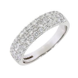 18ct White Gold 3 Row Diamond Ring - 1.00ct