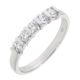 Platinum 5st Bar Set Diamond Eternity Ring - 0.60ct