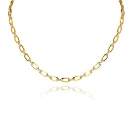 9ct Alternating Yellow & White Gold Diamond Set Necklace